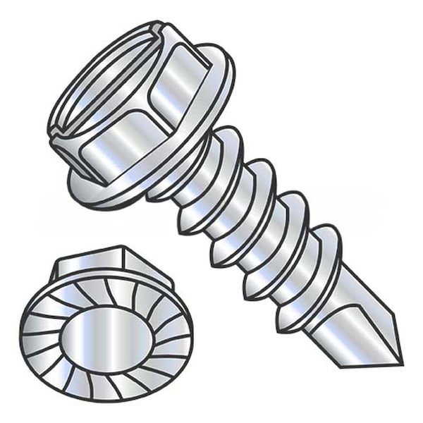 Usa Industrials Self-Drilling Screw, 1/4"-20 x 1-1/4 in, Zinc Plated Steel Flange Hex Head External Hex Drive BULK-SCRW-12658 - main